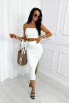 Komplet top i spódnica z rozcięciem Summer Muse ecru