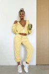 Żółty komplet dresowy3w1 spodnie bluza top Sporty