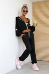 Czarny komplet dresowy3w1 spodnie bluza top Sporty
