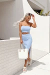 Komplet top i spódnica z rozcięciem Summer Muse baby blue
