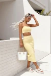 Komplet top i spódnica z rozcięciem Summer Muse żółty